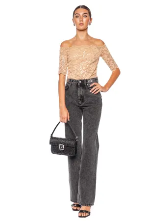 Embellished Tab Straight Leg Jean