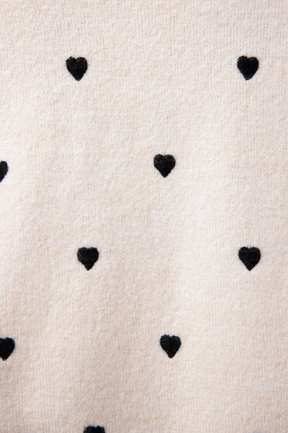 Embroidered Hearts Sweater for Women in Cream/Black | MAS2624-CRMBLK