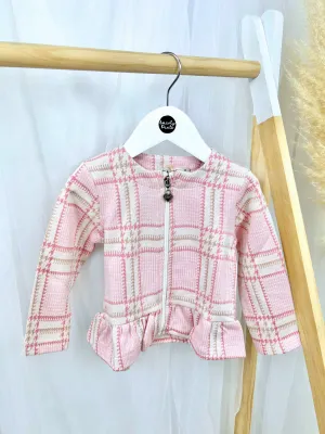 EMC Girls Pink Check Zipped top