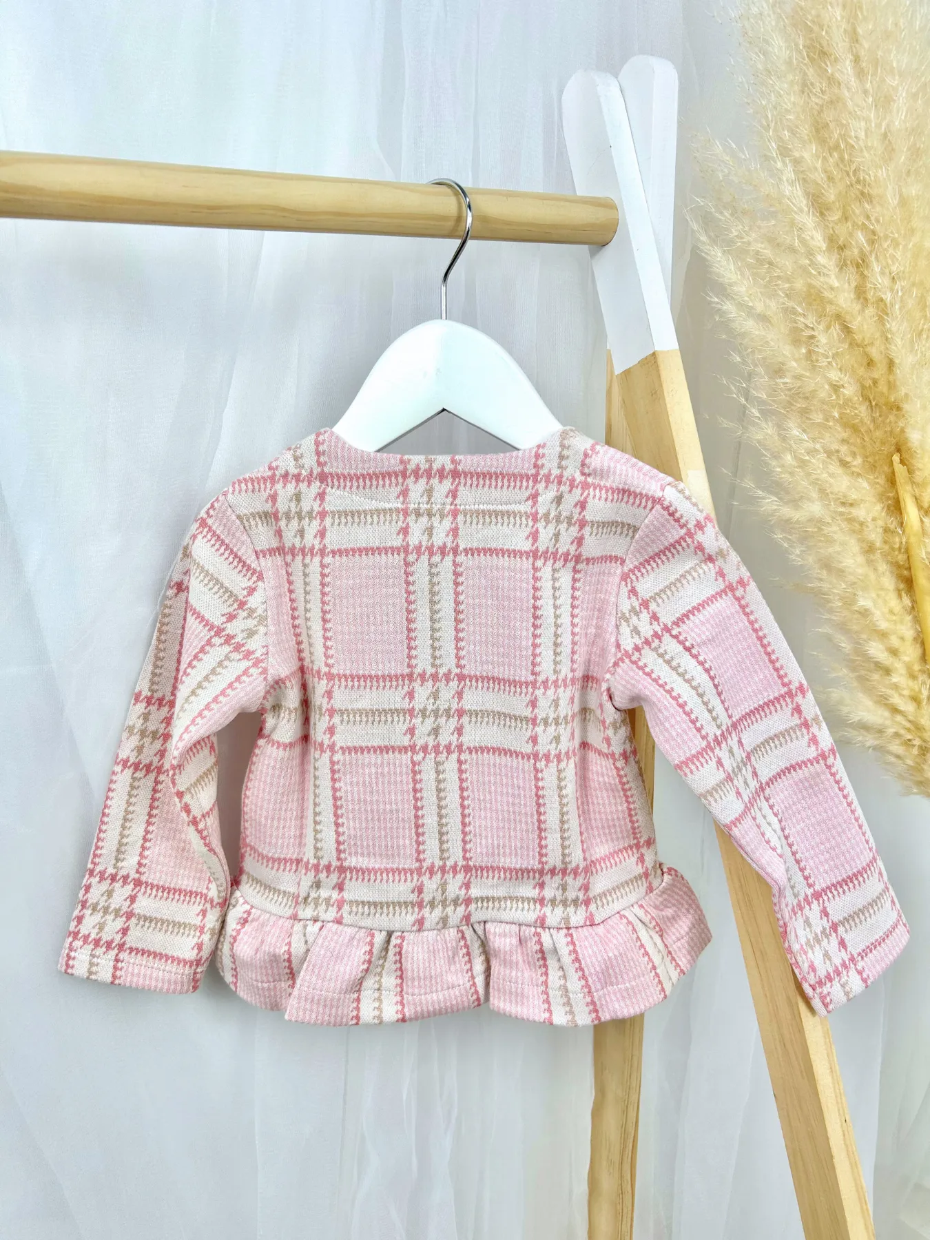 EMC Girls Pink Check Zipped top