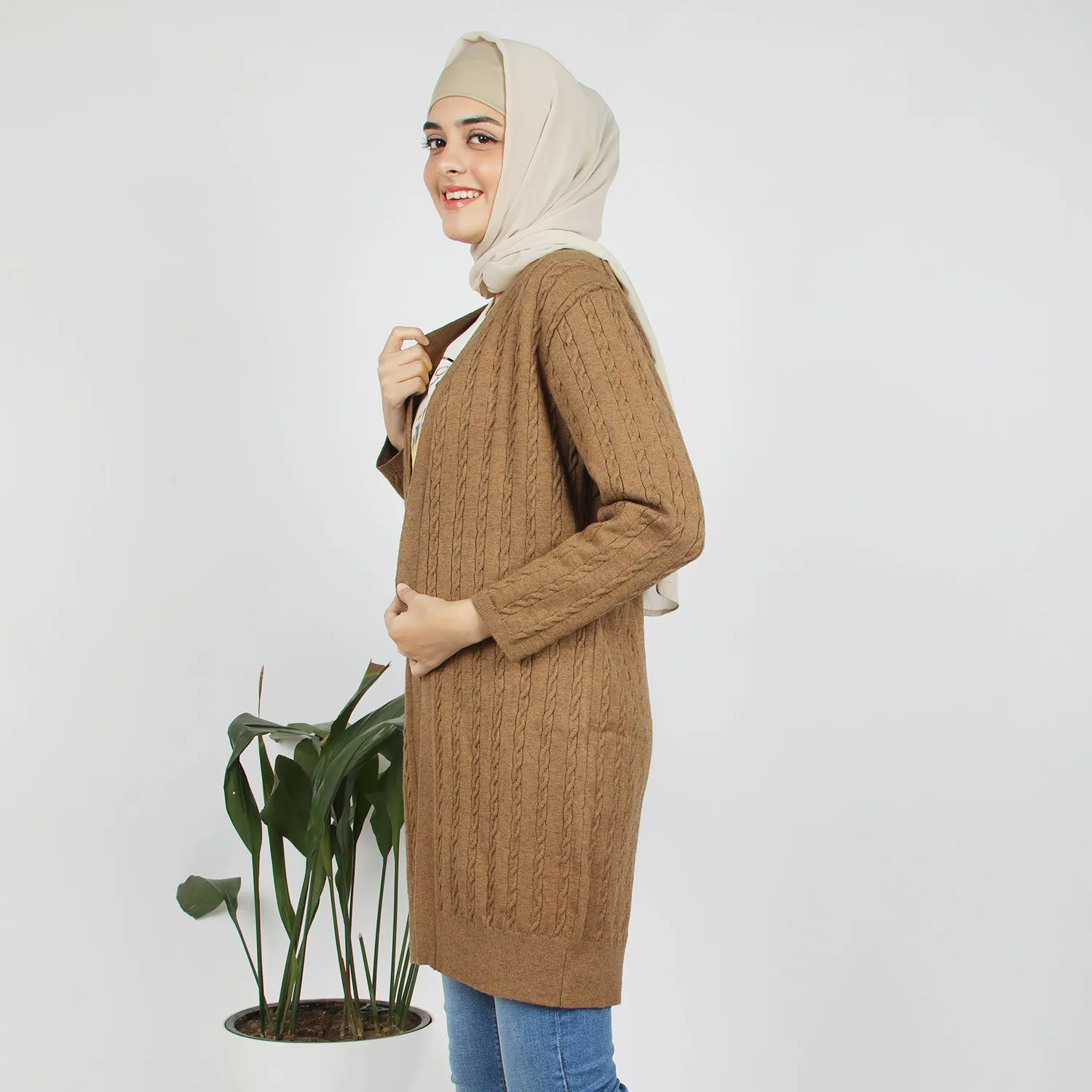 Eminent Women's Full Sleeves Sweater - Brown