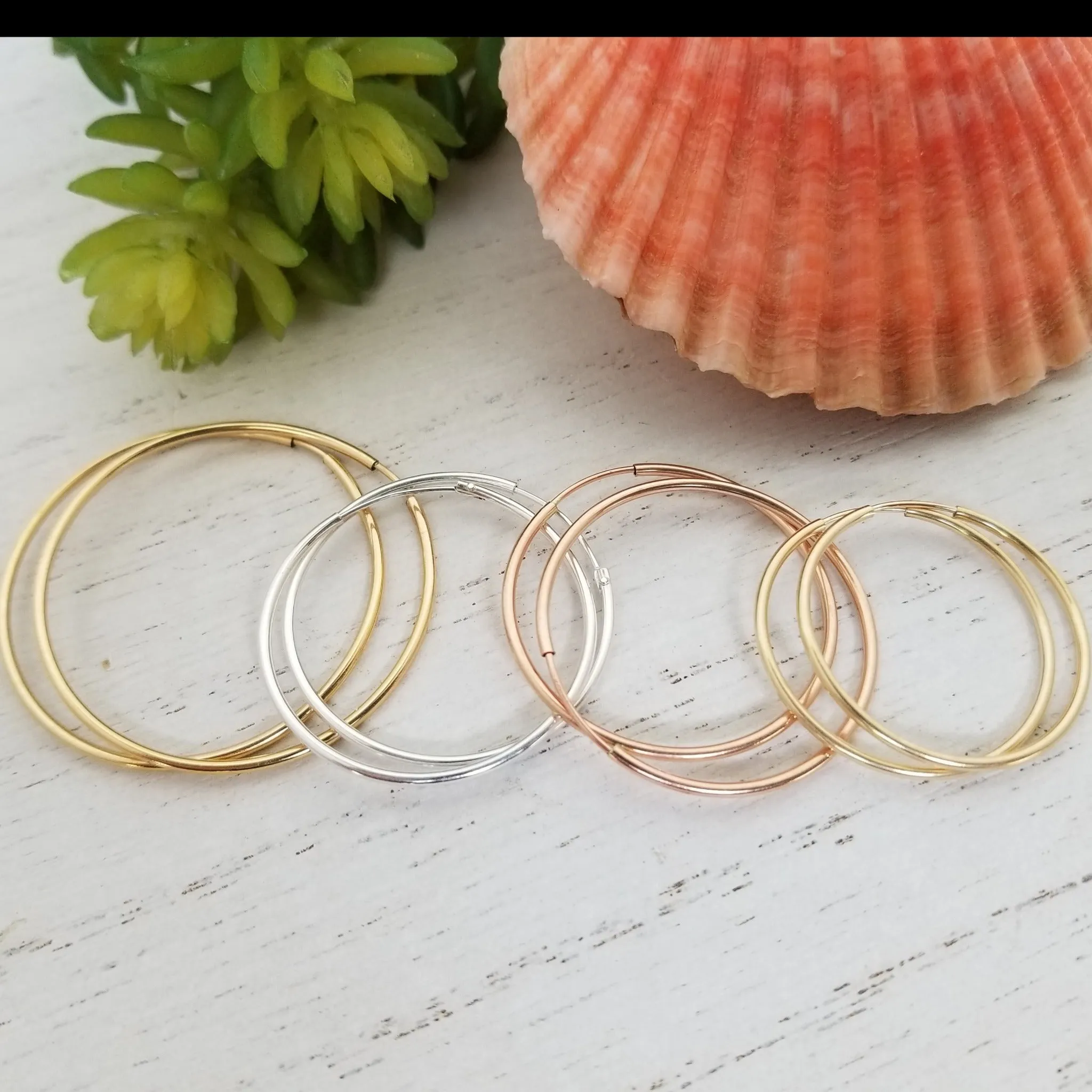 Eternity Hoop Earrings - Sterling, Gold, or Rose Gold