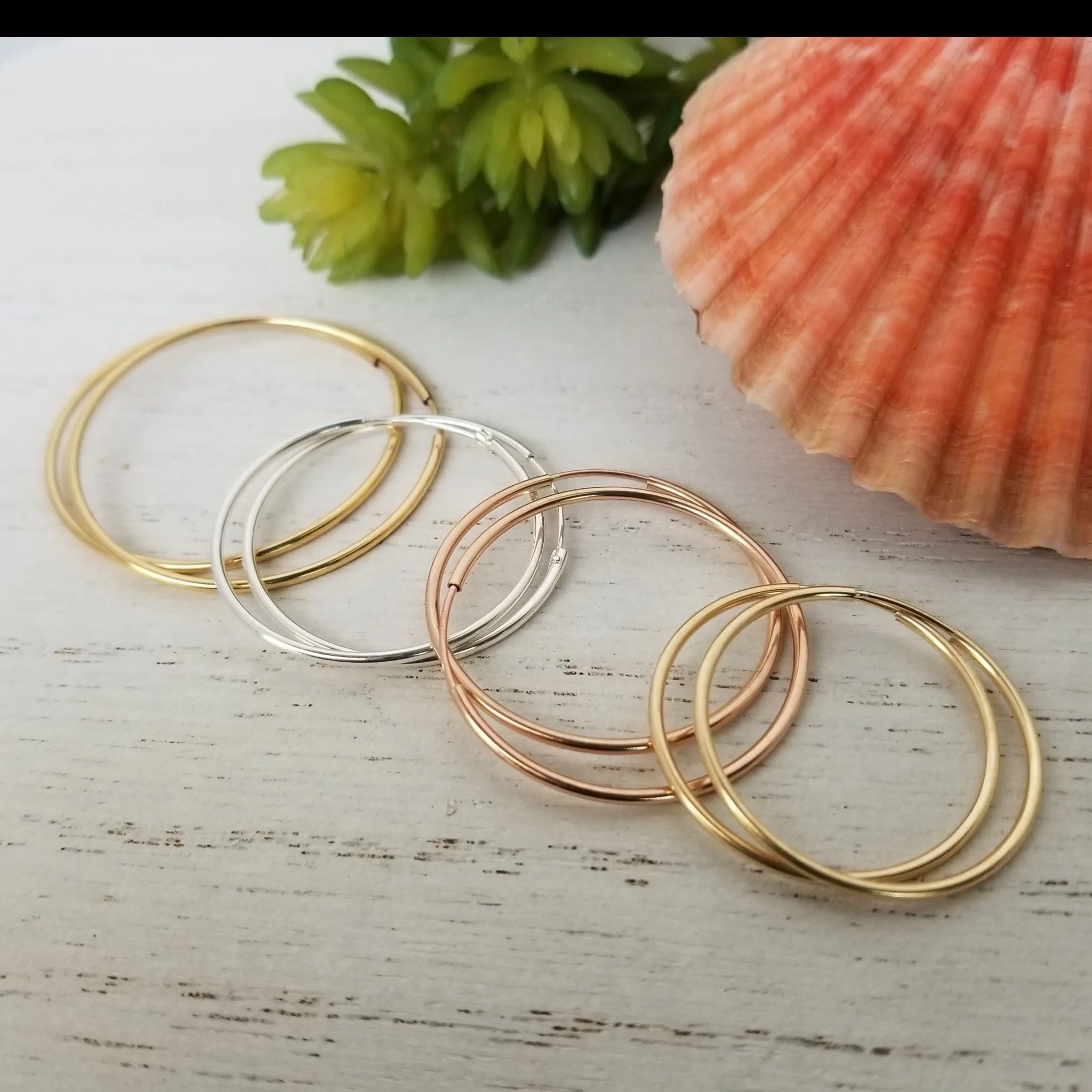 Eternity Hoop Earrings - Sterling, Gold, or Rose Gold