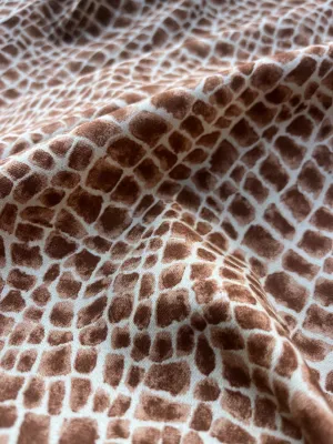Fatima 011 cotton twill stretch with brown crocodile print