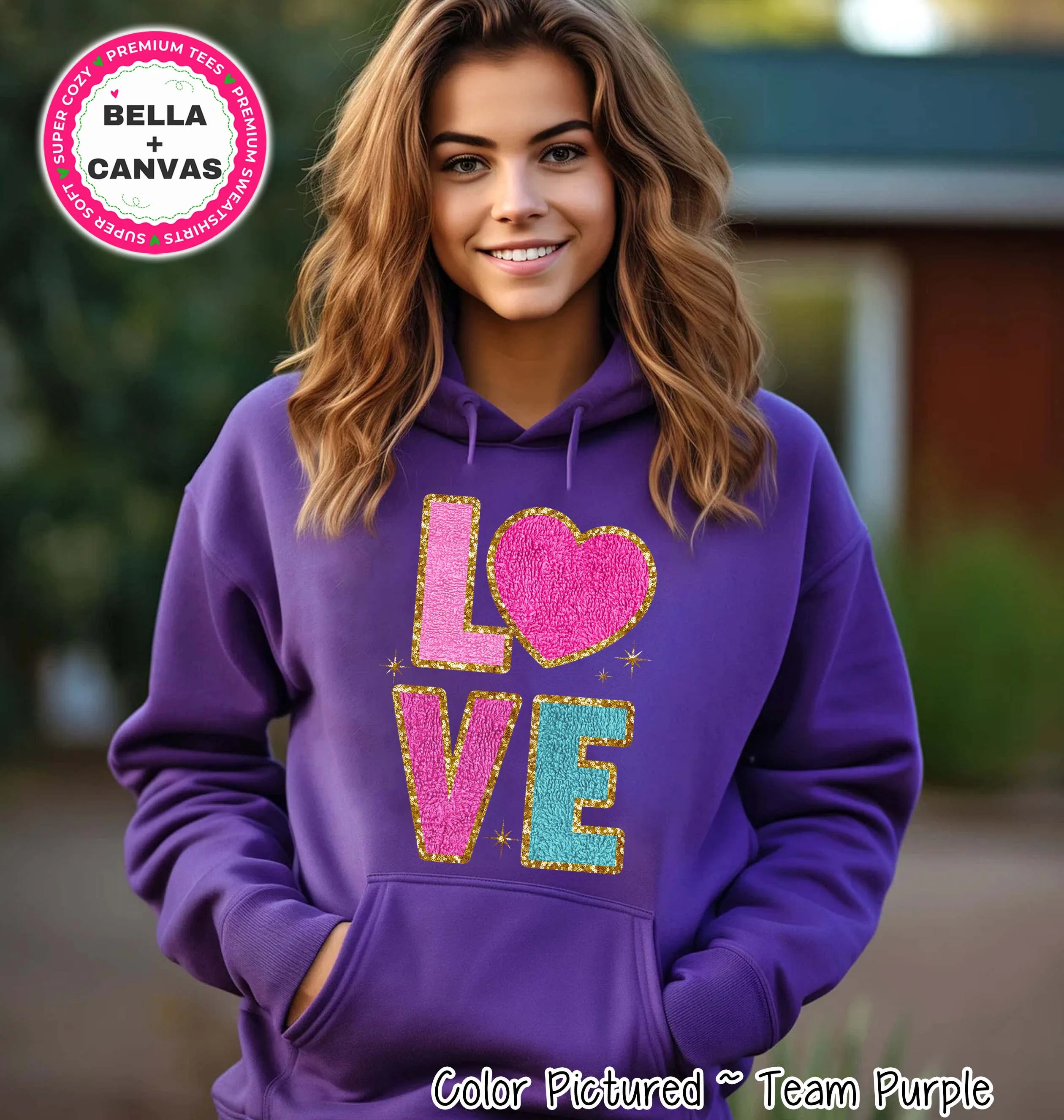 Faux Chenille Patch LOVE Valentine Tee or Sweatshirt