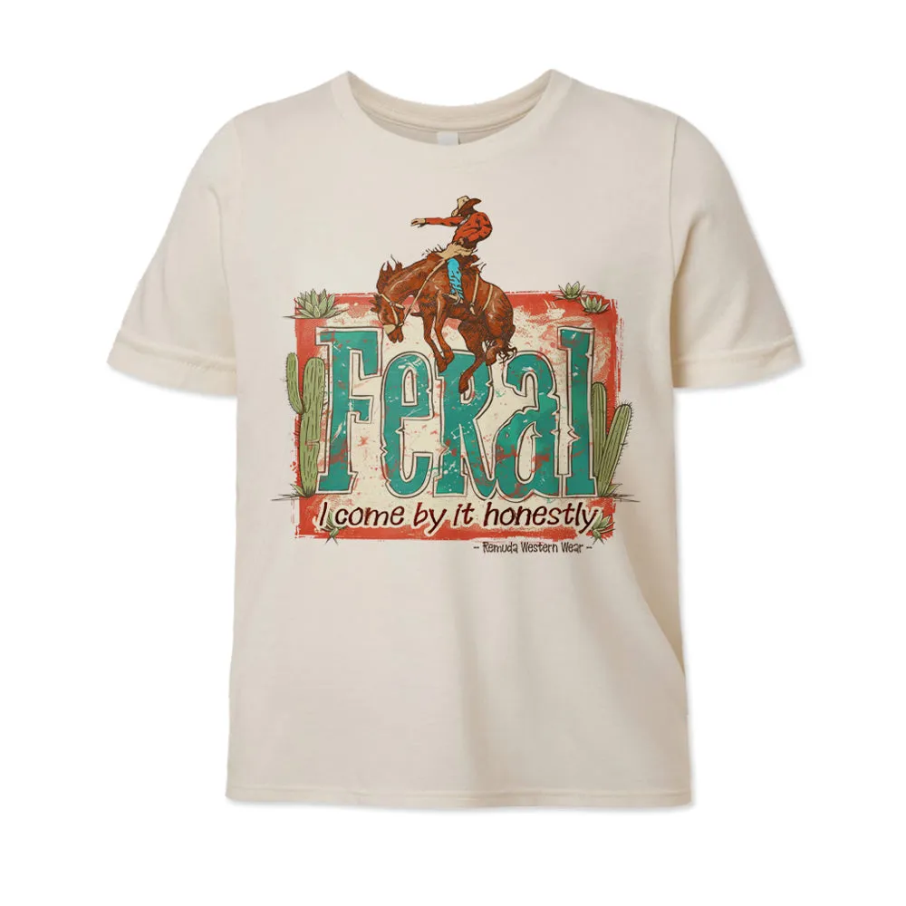 Feral, I Come By It Honestly - Youth Western Tee