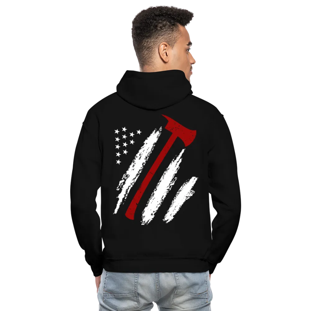 Firefighter Flag Axe Gildan Heavy Blend Adult Hoodie