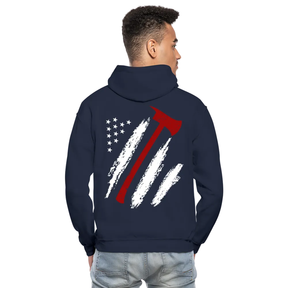 Firefighter Flag Axe Gildan Heavy Blend Adult Hoodie