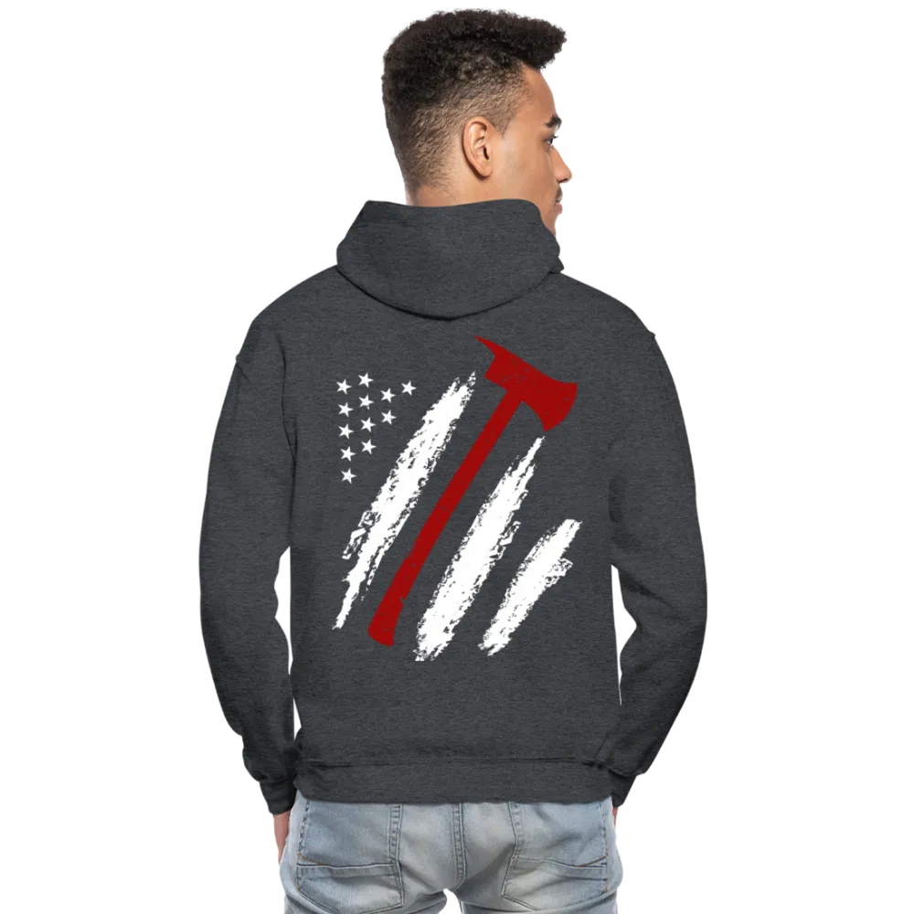 Firefighter Flag Axe Gildan Heavy Blend Adult Hoodie