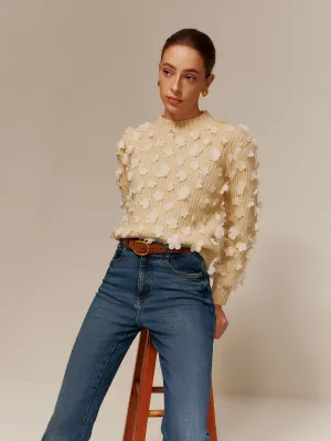 Floral-Decor Short Sweater
