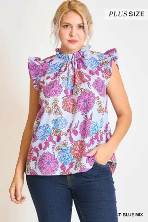 Floral High Neck Top Plus