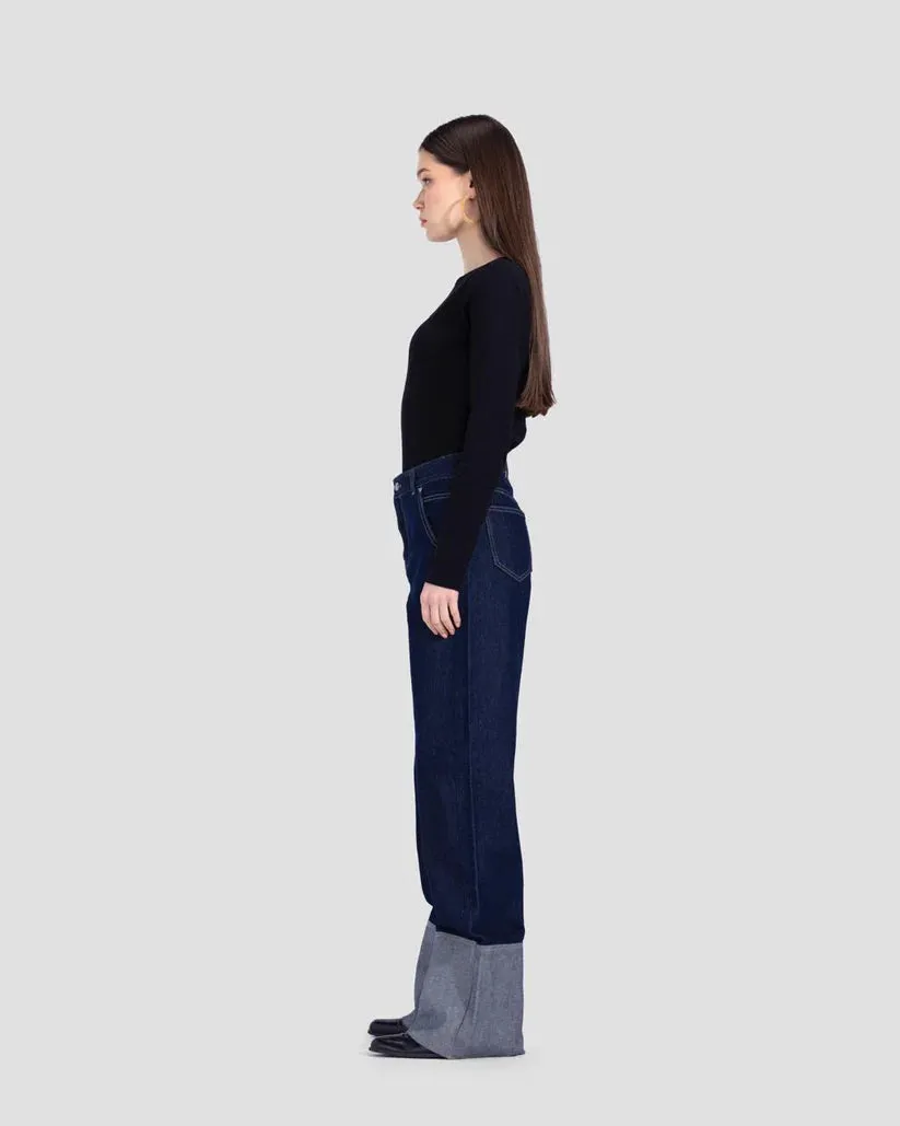 Fold Up Straight Fit Jeans (3029) - Kava