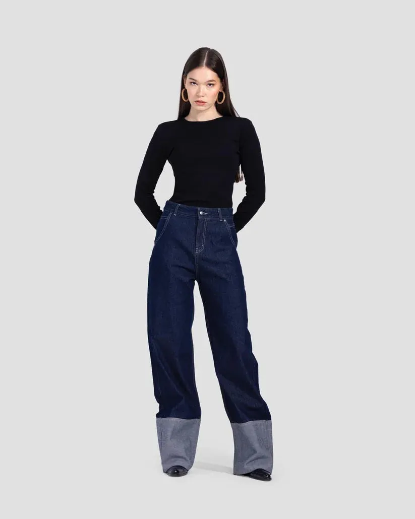Fold Up Straight Fit Jeans (3029) - Kava