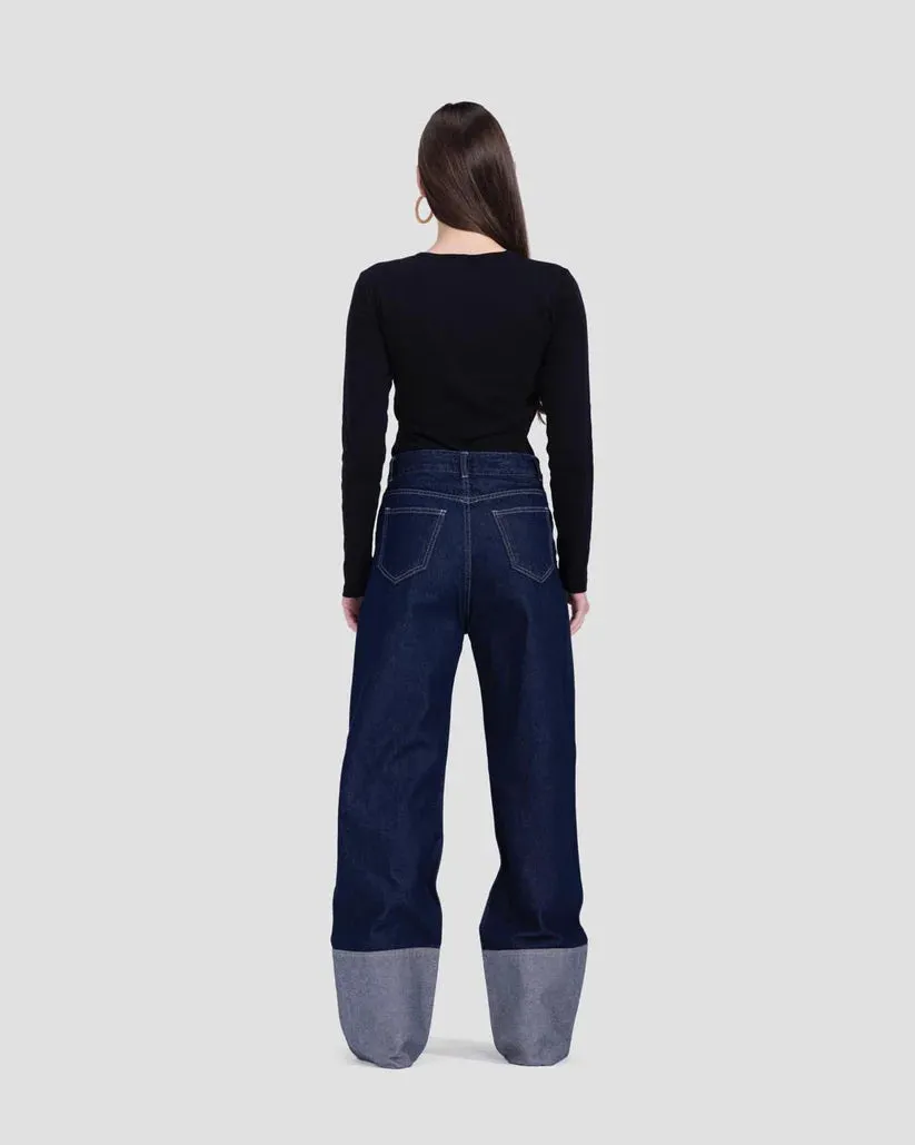 Fold Up Straight Fit Jeans (3029) - Kava