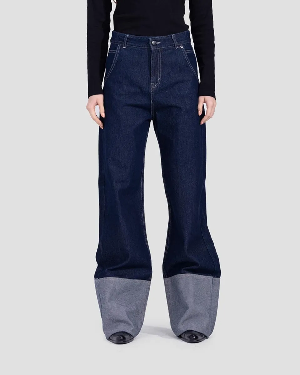 Fold Up Straight Fit Jeans (3029) - Kava