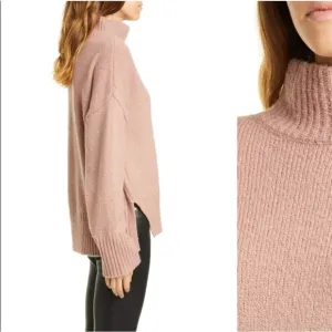 Frame High/Low Wool Blend Sweater Rosewood Pink