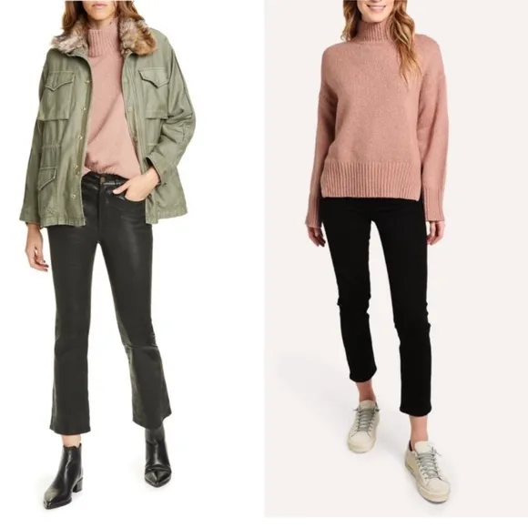 Frame High/Low Wool Blend Sweater Rosewood Pink