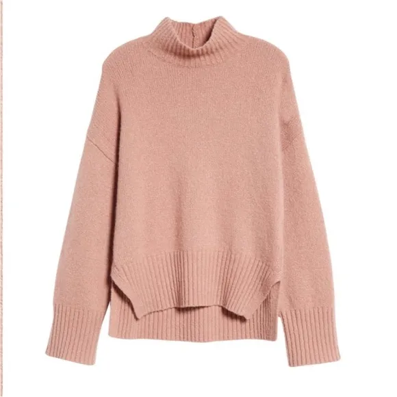Frame High/Low Wool Blend Sweater Rosewood Pink