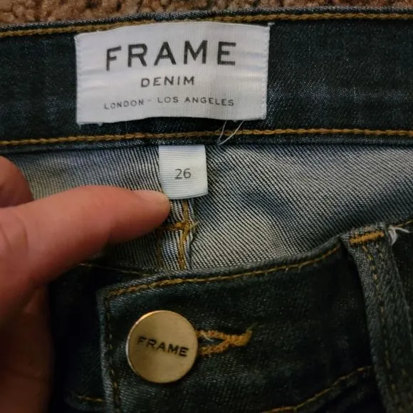 FRAME Denim Distressed 'Le Skinny de Jeanne' in Kings Hwy Medium Blue Jeans
