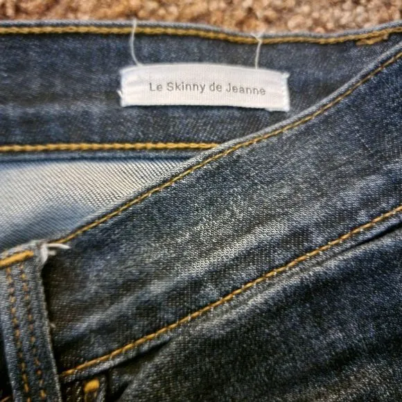 FRAME Denim Distressed 'Le Skinny de Jeanne' in Kings Hwy Medium Blue Jeans