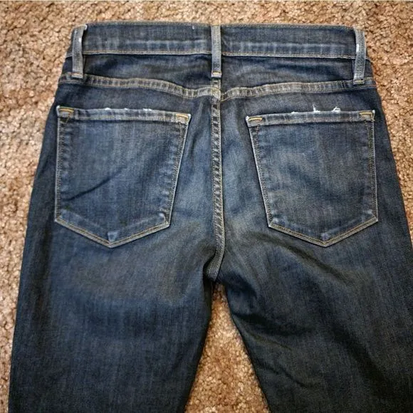 FRAME Denim Distressed 'Le Skinny de Jeanne' in Kings Hwy Medium Blue Jeans