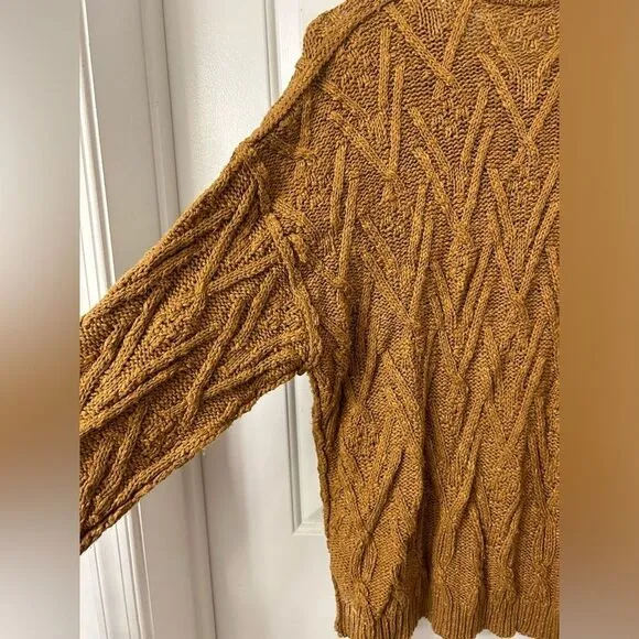 Free People S Isla Knit Sweater Grandpa Cozy Fisherman Bohemian