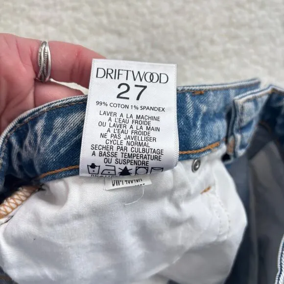 FREE PEOPLE x DRIFTWOOD GIZELLE JEANS EMBROIDERED BLUE DITZY GARDEN WOMEN Sz 27