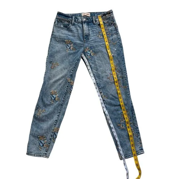 FREE PEOPLE x DRIFTWOOD GIZELLE JEANS EMBROIDERED BLUE DITZY GARDEN WOMEN Sz 27