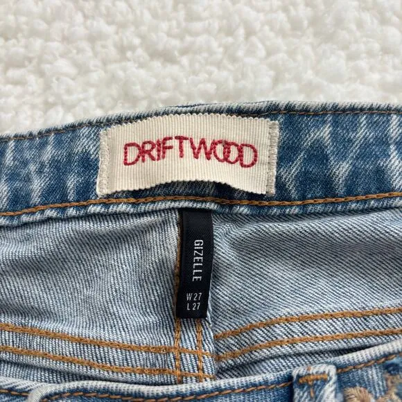 FREE PEOPLE x DRIFTWOOD GIZELLE JEANS EMBROIDERED BLUE DITZY GARDEN WOMEN Sz 27