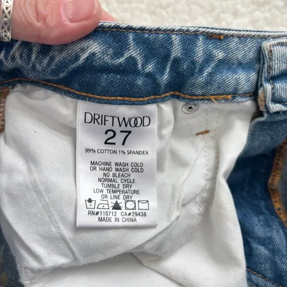 FREE PEOPLE x DRIFTWOOD GIZELLE JEANS EMBROIDERED BLUE DITZY GARDEN WOMEN Sz 27