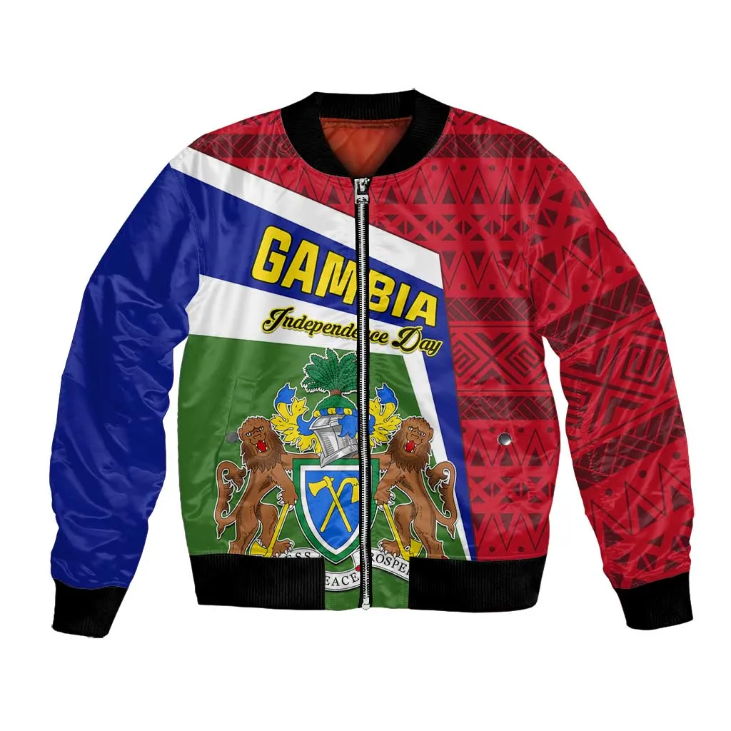 Gambia Independence Day Bomber Jacket with Coat of Arms and African Pattern LT01