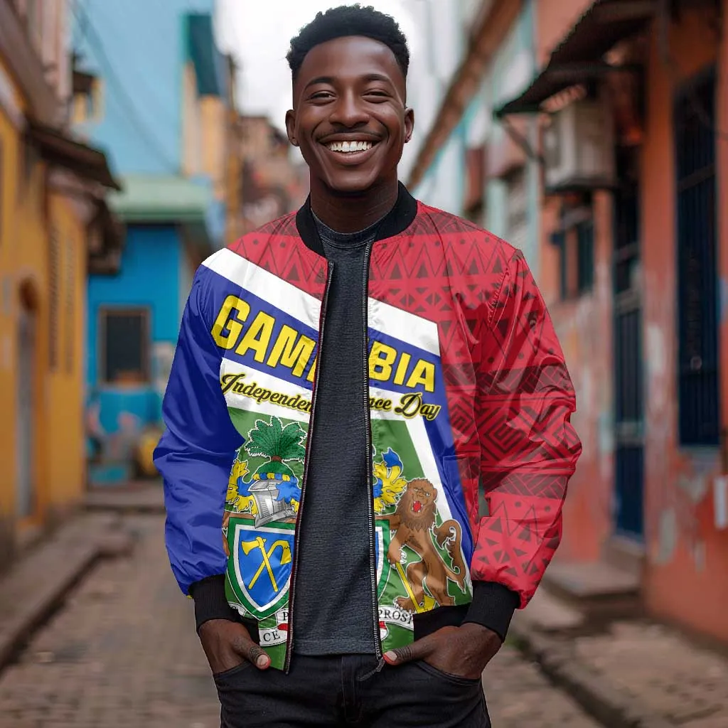 Gambia Independence Day Bomber Jacket with Coat of Arms and African Pattern LT01