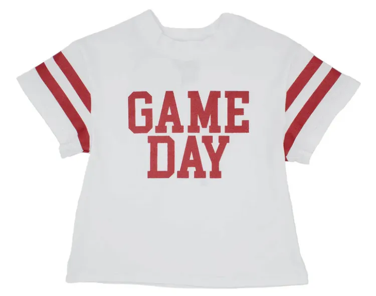Game Day Glitter Boxy T' - Red