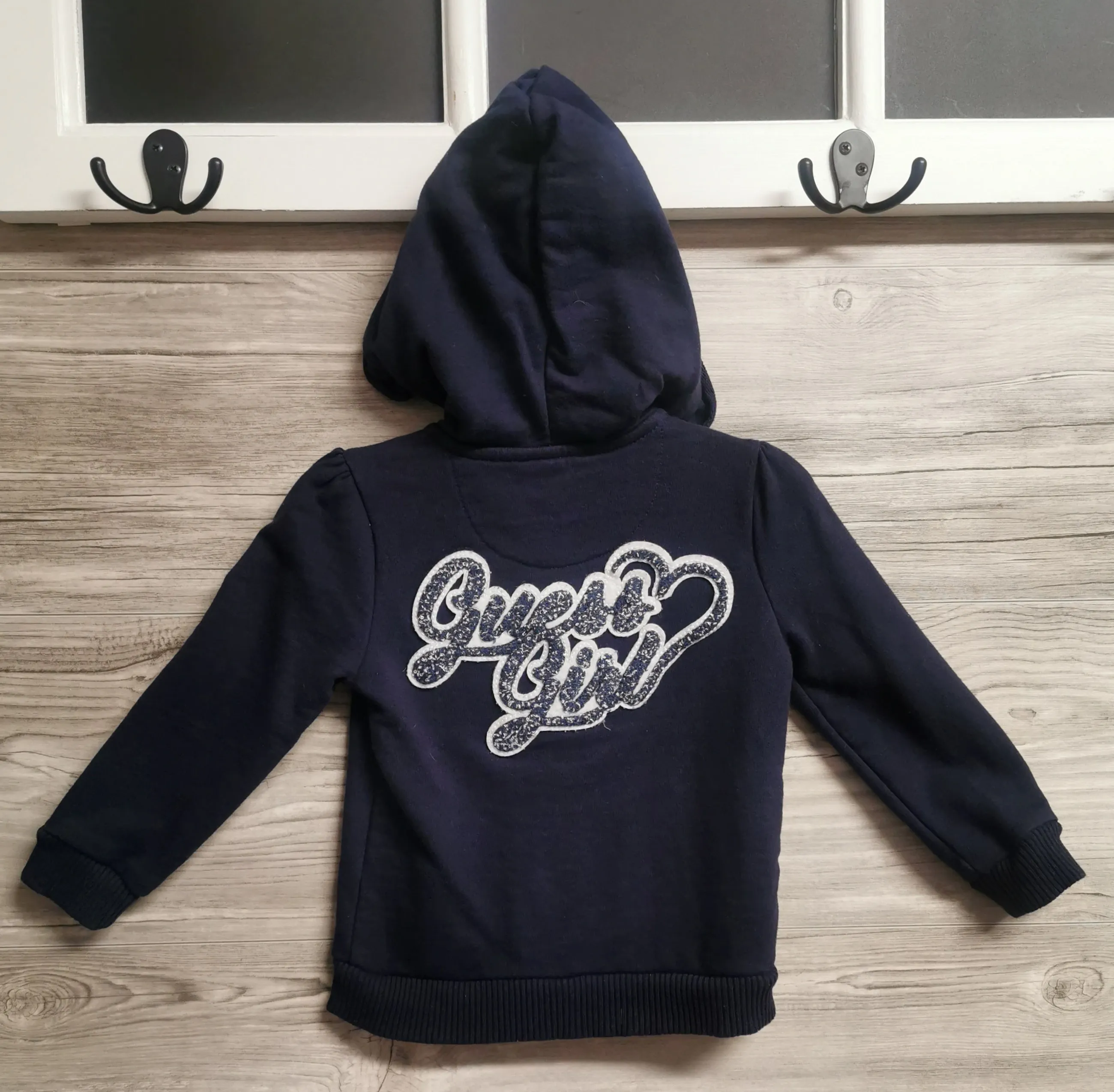 GIRL SIZE 2 YEARS - GUESS, Thick Navy Blue, Zippered Hoodie EUC B28