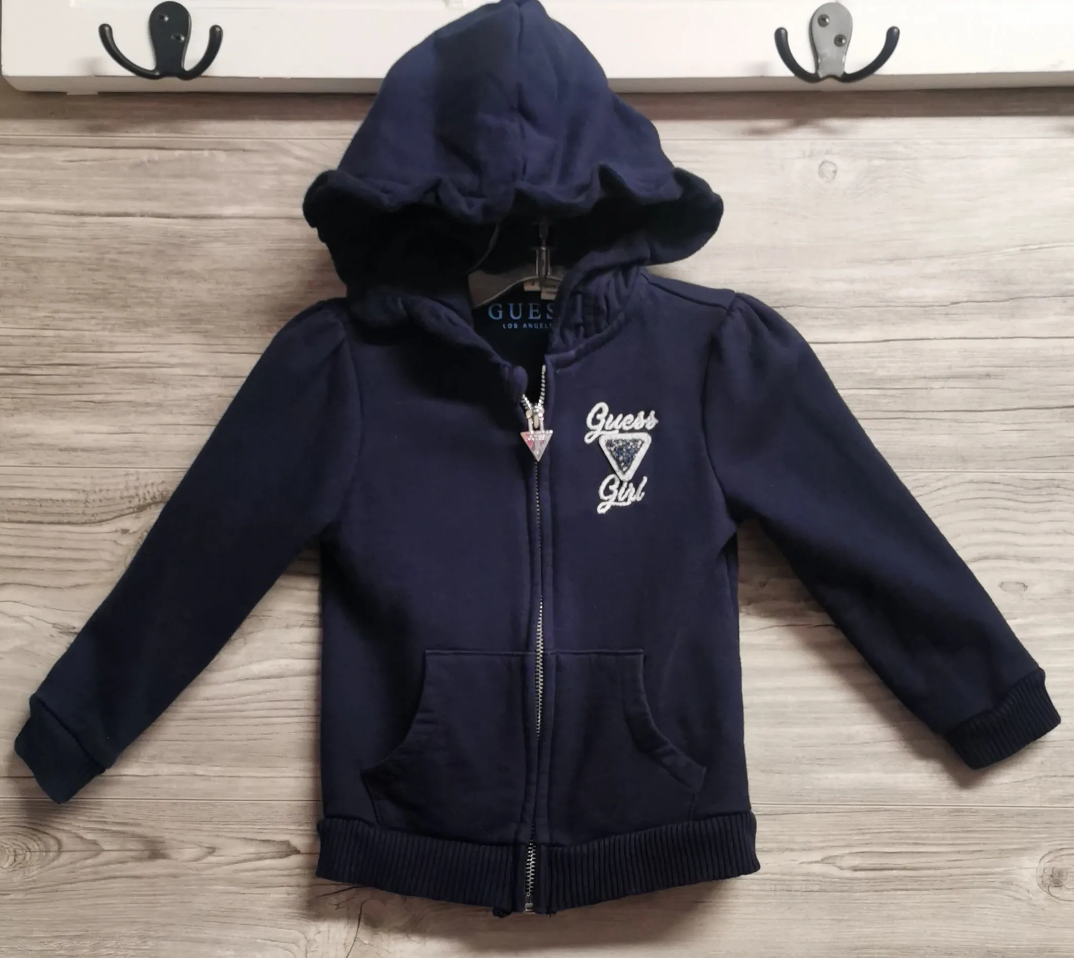 GIRL SIZE 2 YEARS - GUESS, Thick Navy Blue, Zippered Hoodie EUC B28