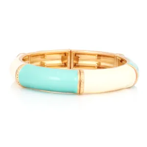 GOLD MULTI COLOR TURQUOISE AND CREAM STRETCH BRACELET  #SA-GLB2611 (AH4)