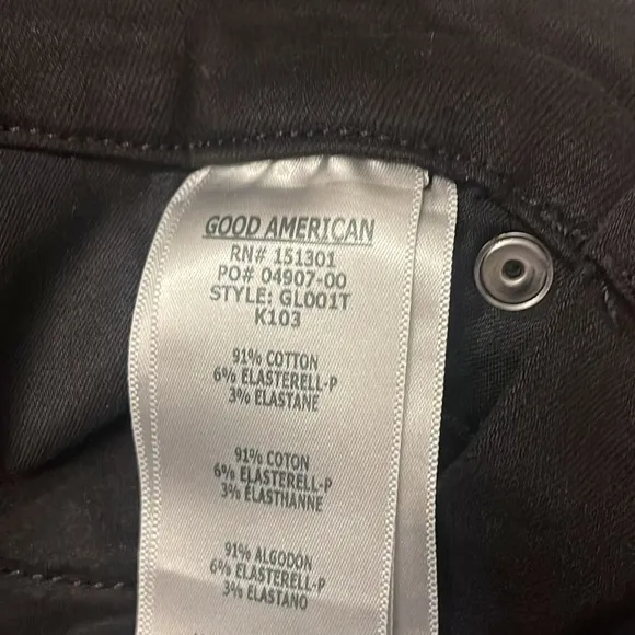 GOOD AMERICAN GOOD LEGS COATED SKINNY BLACK JEANS SIZE 25 in Black