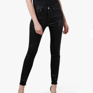 GOOD AMERICAN GOOD LEGS COATED SKINNY BLACK JEANS SIZE 25 in Black