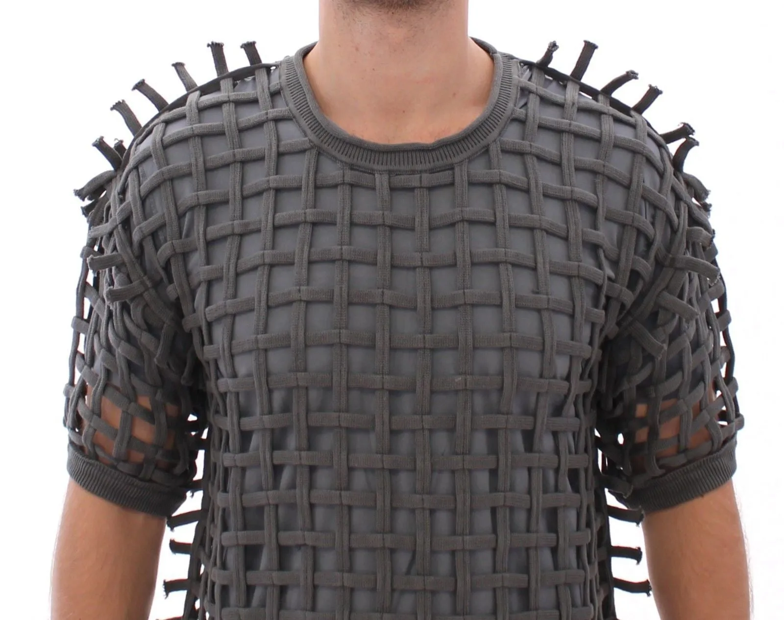 Gray Runway Catwalk Nets Knitted Sweater
