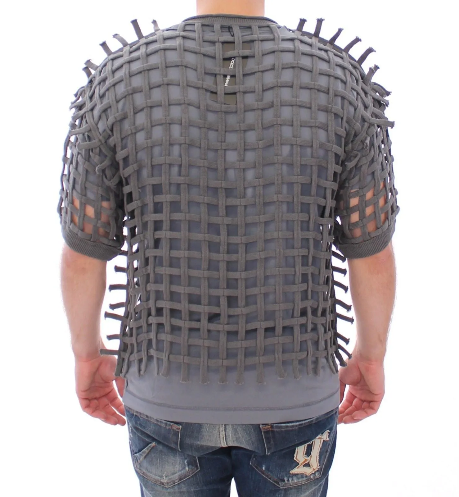 Gray Runway Catwalk Nets Knitted Sweater