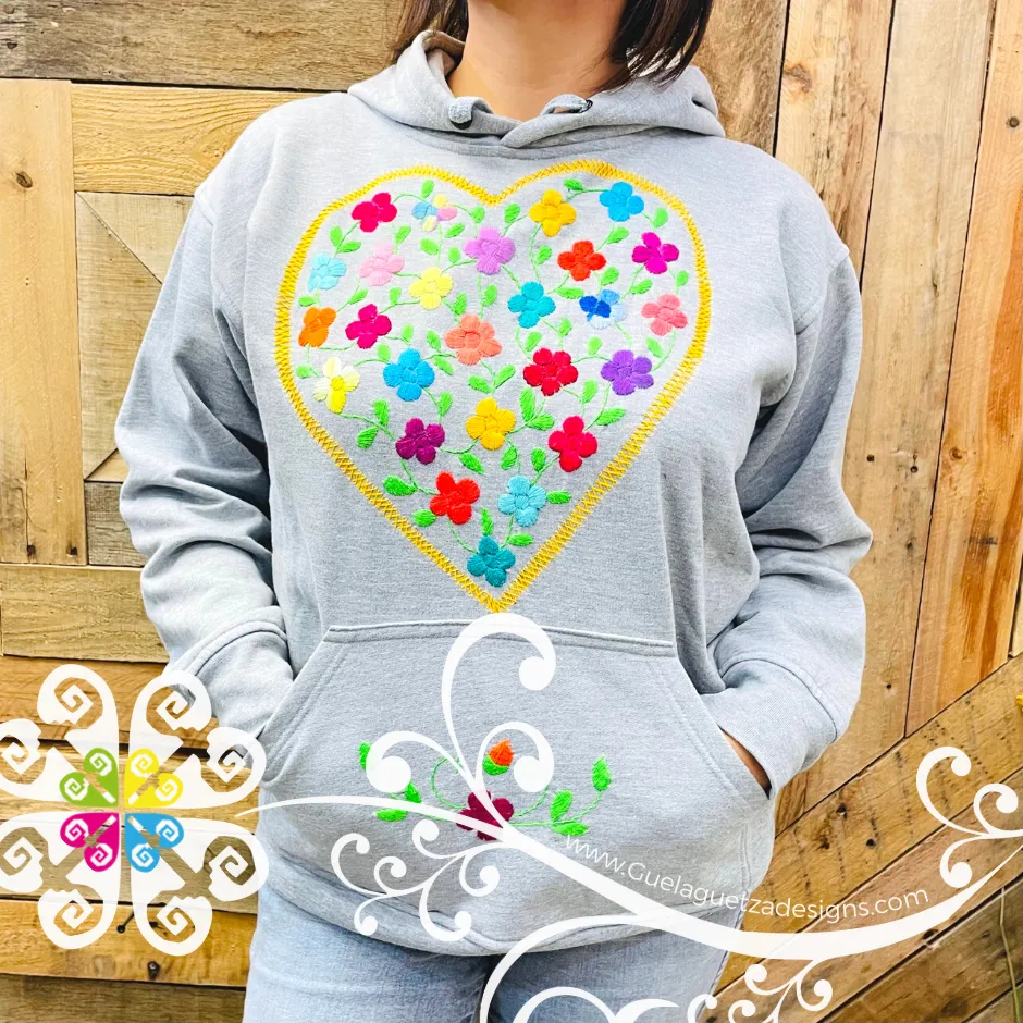 Gray Women Hoodie - Handmade Bordado
