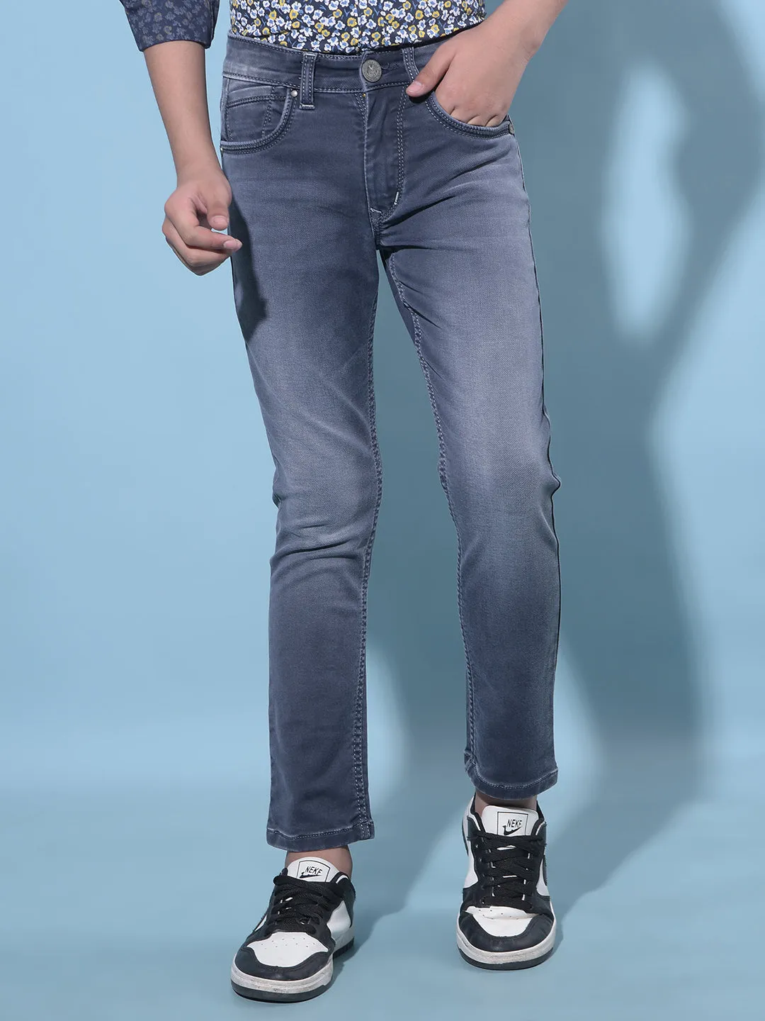 Grey Stretchable Cotton Jeans