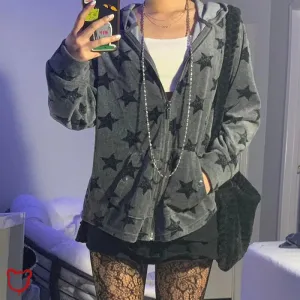 Grunge Grey Star Hoodie