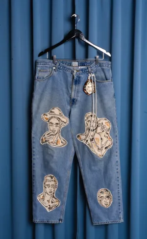 Hand Painted 'Shell' Jeans - 36 Waist