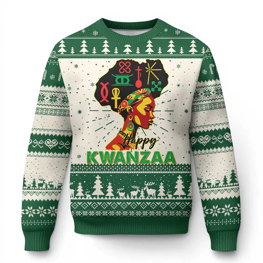 Happy Kwanzaa Ugly Christmas Sweater Nguzo Saba Symbols The 7 Principles Of Kwanzaa African Holiday TS11