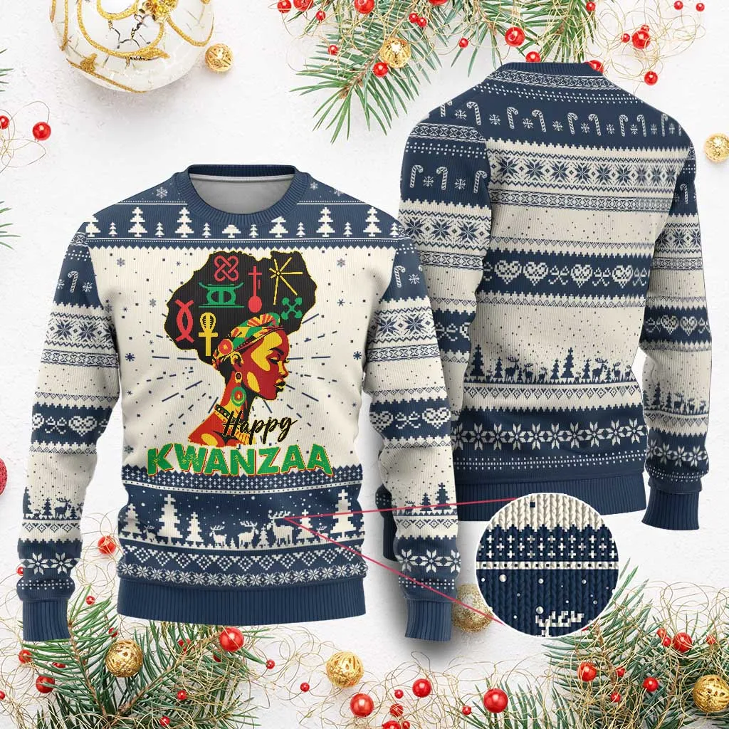 Happy Kwanzaa Ugly Christmas Sweater Nguzo Saba Symbols The 7 Principles Of Kwanzaa African Holiday TS11