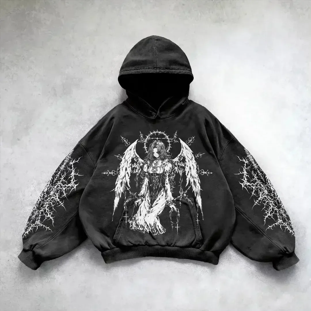 Harajuku hoodie y2k tops oversized sweatshirt gothic punk hoodies women goth new couples goth streetwear gothic clothes