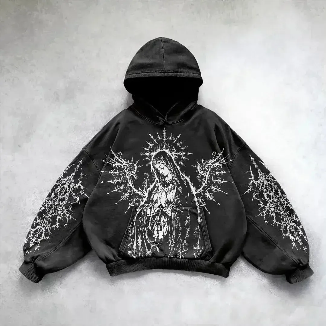 Harajuku hoodie y2k tops oversized sweatshirt gothic punk hoodies women goth new couples goth streetwear gothic clothes