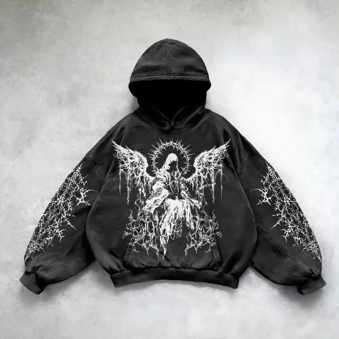 Harajuku hoodie y2k tops oversized sweatshirt gothic punk hoodies women goth new couples goth streetwear gothic clothes