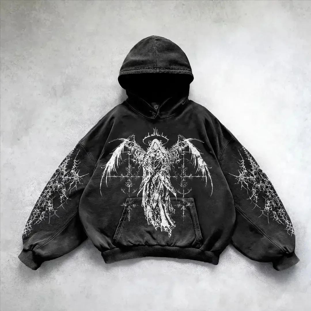 Harajuku hoodie y2k tops oversized sweatshirt gothic punk hoodies women goth new couples goth streetwear gothic clothes